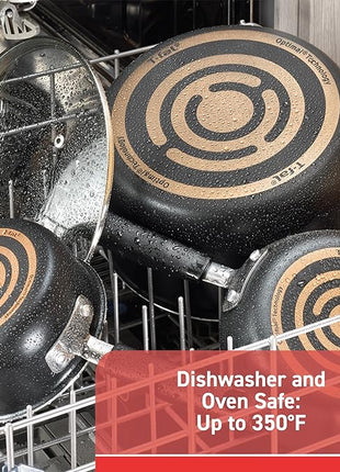 T-fal Signature Nonstick Cookware Set 12 Piece, Oven Broiler Safe 350F, Pots and Pans, Kitchen Cooking Set w/Fry Pans, Saucepans, Saute Pan, Dutch Oven, Griddle, Kitchen, Home, Dishwasher Safe, Black