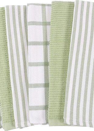 KAF Home Premium Kitchen Towels (18" x 28"), Large 100% Cotton, Flat & Terry Absorbent Dish Towel Set (Sage, 18 x 28-6 Pack)