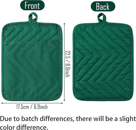 GROBRO7 5Pack Pot Holders for Kitchen Heat Resistant Cotton Potholder Multipurpose Hot Pads Machine Washable Oven Mitts with Pocket Potholders for Baking and Cooking 8.9 x 6.9 in Red Green
