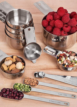 Hudson Essentials Stainless Steel Measuring Cups and Spoons Set (15 Piece Set)