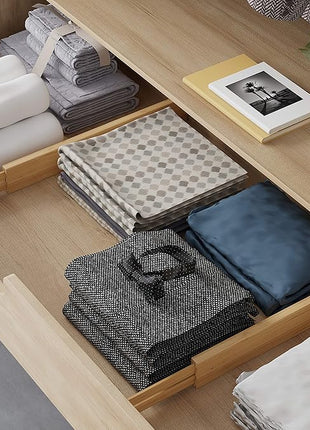 BAMEOS Drawer Dividers kitchen Organization Bamboo Utensil Organizers for Kitchen Bedroom Bathroom Dresser Office 4-pack