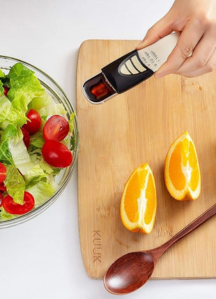 KitchenArt Professional Series Tablespoon, Champagne Satin Measuring Spoon, Adjustable from 1/2 Teaspoon to 1 Tablespoon, White & Black