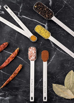 Hudson Essentials Stainless Steel Measuring Spoons Set for Dry or Liquid - Fits in Spice Jars - Set of 7