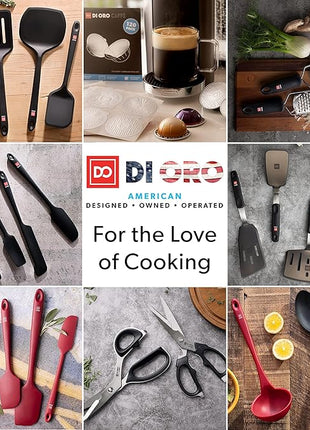 DI ORO Silicone Spatula Set - Rubber Kitchen Spatulas for Baking, Cooking, & Mixing - 600°F Heat-Resistant & BPA Free Silicone Scraper Spatulas for Nonstick Cookware - Dishwasher Safe (4pc, Black)