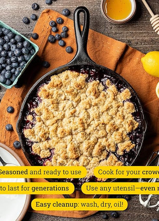 Lodge Pre-Seasoned Cast Iron Skillet Set - Set Includes 8 Inch Skillet, 10.25 Inch Skillet, and 12 inch Skillet - 3 Piece