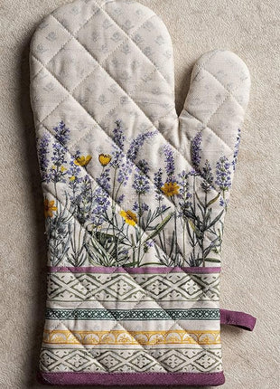 Maison d' Hermine Oven Gloves 100% Cotton Oven Mitt 7" x 13" with Loop Heat Resistant, BBQ, Cooking Gloves, Baking, Grilling, Kitchen, Handling Hot Pans Spring/Summer (Pack of 1, Fanny Lavender)