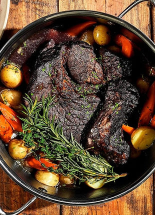 HexClad Hybrid Nonstick 5-Quart Dutch Oven with Stainless Steel Lid, Stay-Cool Handles, Dishwasher-Friendly, Oven-Safe Up to 900°F, Induction Ready, Compatible with All Cooktops