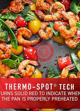 T-fal Platinum Non Stick Cookware Set 12 Piece, Induction, Oven Broiler Safe 500F, Kitchen Cooking Set W/Fry Pans, Saucepans, Saute Pan, Dutch Oven, Utensils, Pots and Pans, Dishwasher Safe, Slate