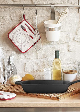 Commercial CHEF Cast Iron Skillet, 10.5” Square Pre-seasoned Cast Iron Pan