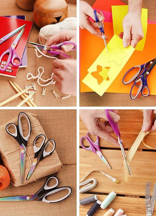 BambooMN Titanium Softgrip Scissors Set for Sewing, Arts, Crafts, Office - 3 Sets of 3 - Mint Green