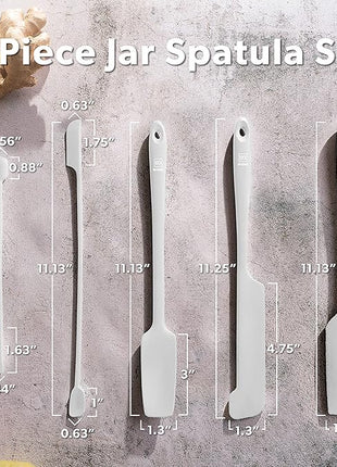 DI ORO Silicone Jar Spatulas for Scraping - Rubber Spatulas Silicone Heat Resistant - Kitchen Spatulas Nonstick Cookware Safe - Silicone Utensil Set for Blenders, Mixing, Baking, & Makeup (5pc, Stone)