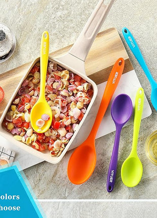 5PCS Silicone Serving Spoons Set, Vituer Heat Resistant Kitchen Spoons for Cooking, Mixing, Stirring and Serving, Dishwasher Safe (5 Pack, Multicolor)