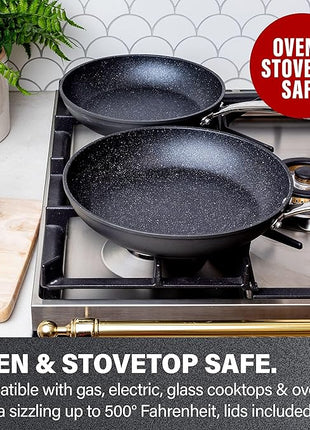 GRANITESTONE 11" Non-Stick Frying Pan with Mineral/Diamond Coating for Long Lasting Nonstick Skillet for Cooking with Stay Cool Handles, Oven/Dishwasher Safe, Non-toxic