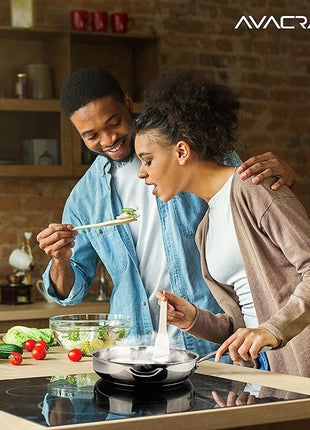 AVACRAFT 18/10 12 Inch Stainless Steel Frying Pan with Lid, Side Spouts, Induction Pan, Versatile Stainless Steel Skillet, Fry Pan in our Pots and Pans (12 inch)