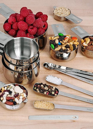 Hudson Essentials Stainless Steel Measuring Cups and Spoons Set (15 Piece Set)