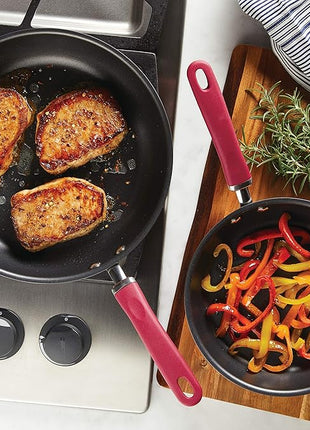 Rachael Ray Create Delicious Deep Hard Anodized Nonstick Frying Pan Set / Skillet Set - 9.5 Inch and 11.75 Inch, Gray