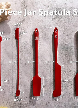 DI ORO Silicone Jar Spatulas for Scraping - Rubber Spatulas Silicone Heat Resistant - Kitchen Spatulas Nonstick Cookware Safe - Silicone Utensil Set for Blenders, Mixing, Baking, & Makeup (5pc, Red)