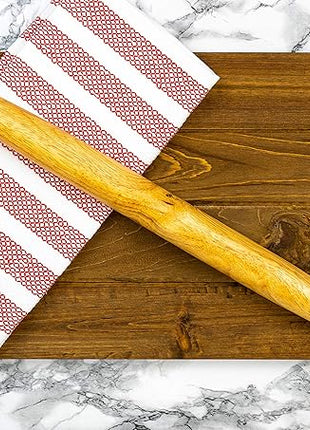 French Rolling Pin – 18 Inch Wooden Dough Roller for Baking Pizza, Pie Crust, Cookies & Pasta | Essential Kitchen Tool & Gift for Bakers, Chefs & Home Cooks