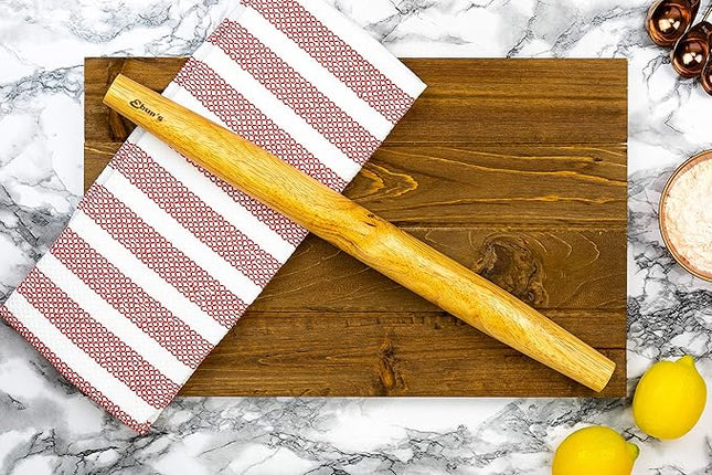 French Rolling Pin – 18 Inch Wooden Dough Roller for Baking Pizza, Pie Crust, Cookies & Pasta | Essential Kitchen Tool & Gift for Bakers, Chefs & Home Cooks
