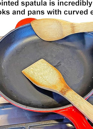 HipGirl Wooden/Bamboo Kitchen Utensils Set & Kitchen Gadgets, Kitchen Essentials Cooking Utensils, Spatulas, Spoons and Crepe Spreader (1ct 12" Pointed Spatula Kitchen Tools)
