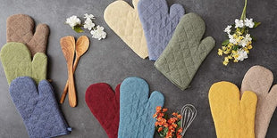 DII Basic Terry Collection 100% Cotton Quilted, Oven Mitt, Pebble, 2 Piece