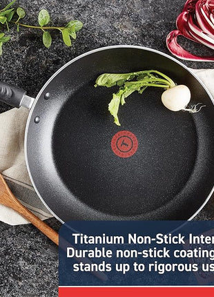 T-Fal Experience Nonstick Fry Pan 12.5 Inch, Induction, Oven Broiler Safe 400F, Non Stick Frying Pan, Skillet, Kitchen Egg Pan, Omelet Pan, Cookware, Pots and Pans, Home, Dishwasher Safe, Black