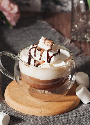 BTaT Insulated Coffee Cups - Set of 4 (9 oz, 270 ml), Double Wall Glass Tea & Latte Mugs