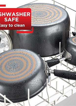 T-fal Signature Nonstick Cookware Set 12 Piece Oven Safe 350F Pots and Pans, Dishwasher Safe Black