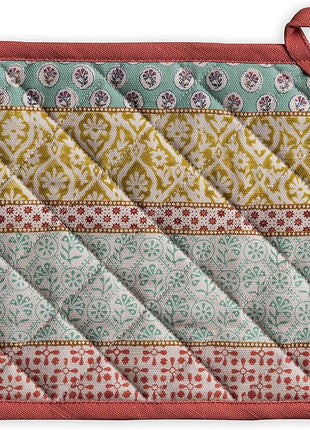 Maison d' Hermine Pot Holders 100% Cotton Heat Resistant Potholders 8" x 8" Hot Pads with Loop BBQ, Cooking, Baking, Grilling, Kitchen, Handling Hot Pans Spring/Summer (Pack of 1, Provence)