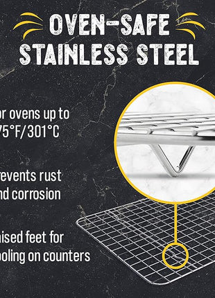 Checkered Chef Cooling Rack for Cooking and Baking - 11 ¾" x 17 Set of 2 Stainless Steel, Oven Safe Grid Wire Cookie Cooling Racks