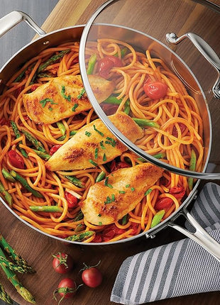 Tramontina Tri-Ply Clad Stainless Steel 10-Piece Cookware Set with Glass Lids, Pots and Pans Kitchen Set, Induction-Ready, Dishwasher-Safe, NSF-Certified