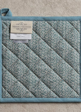 Maison d' Hermine Pot Holders 100% Cotton Heat Resistant Potholders 8" x 8" Hot Pads with Loop BBQ, Cooking, Baking, Grilling, Kitchen, Handling Hot Pans Spring/Summer (Pack of 1, Marquise)