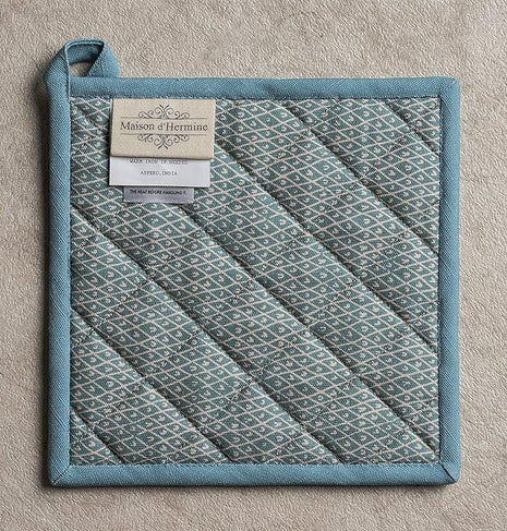Maison d' Hermine Pot Holders 100% Cotton Heat Resistant Potholders 8" x 8" Hot Pads with Loop BBQ, Cooking, Baking, Grilling, Kitchen, Handling Hot Pans Spring/Summer (Pack of 1, Marquise)