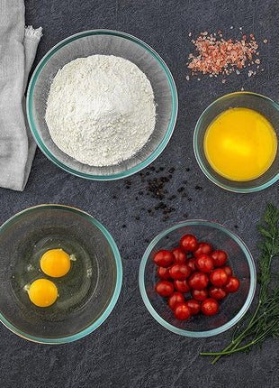 JoyJolt Kitchen Mixing Bowls - 8pc Glass with Lids Set – Neat Nesting Large Bowl Batter Cooking Storage and Big Salad BPA-Free Red