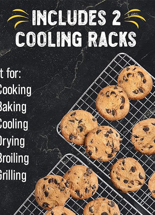 Checkered Chef Cooling Rack for Cooking and Baking - 10" x 15" Set of 2 Stainless Steel, Oven Safe Grid Wire Cookie Cooling Racks