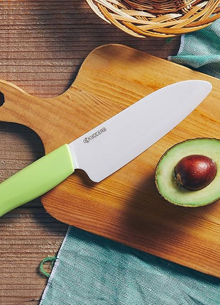 KYOCERA Revolution 2-Piece Ceramic Knife Set: Chef Knife For Your Cooking Needs, 5.5" Santoku and 4.5" Utility Knife, White Blades with Green Handles, White/Green
