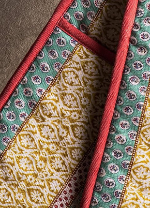 Maison d' Hermine Double Oven Mitts 100% Cotton 7"x35" Double Oven Mitt Heat Resistant BBQ Cooking Gloves with Loop, Baking, Grilling, Home, Kitchen, Handling Hot Pans Spring Summer (Provence)