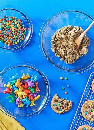 Pyrex Essentials (3-Piece) Glass Mixing Bowls Set For Prepping, Baking and Cooking, Preheated Oven, Dishwasher, Freezer, and Microwave Safe