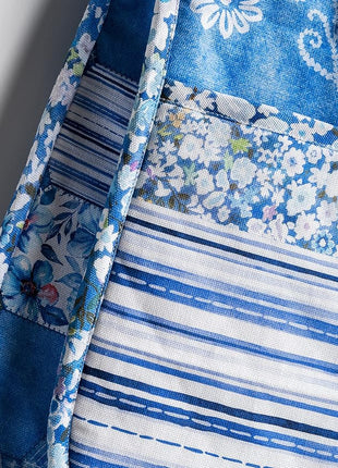 Maison d Hermine Summer Blue 100% Cotton Easter Double Oven Glove with Loop Heat Resistant for BBQ | Cooking | Baking | Grilling | Microwave | Barbecue | Spring/Summer (7.5 Inch by 35 Inch)