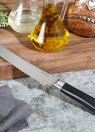 Babish 8-Inch Bread Knife – High-Carbon 1.4116 German Steel Kitchen Knife – Professional Serrated Cutlery for Slicing Bread and Baked Goods
