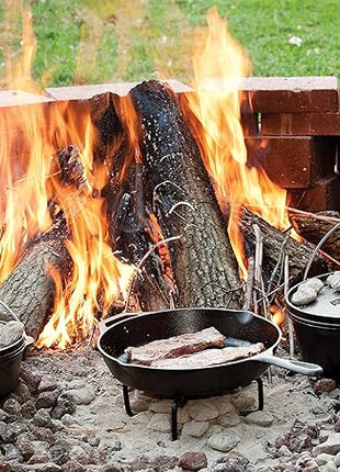 Lodge 12 Inch Cast Iron Pre-Seasoned Skillet – Signature Teardrop Handle - Use in the Oven, on the Stove, on the Grill, or Over a Campfire - Black