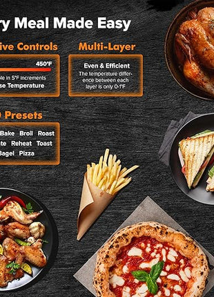 Nuwave Bravo Air Fryer Toaster Smart Oven, 10-in-1 Countertop Convection, 1800 Watts, 21-Qt Capacity, 50°-450°F Temp Controls, Top and Bottom Heater Adjustments 0%-100%, PFAS Free, Cream