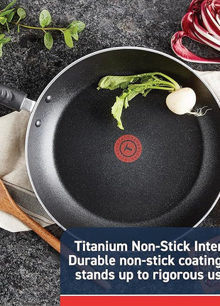 T-fal Experience Non Stick Fry Pan w/Lid 10 Inch, Induction, Oven Broiler Safe 400F, Compatible with All Cooktops, Cookware, Deep Frying Pan, Cooking Skillet, Pots and Pans, Dishwasher Safe, Black