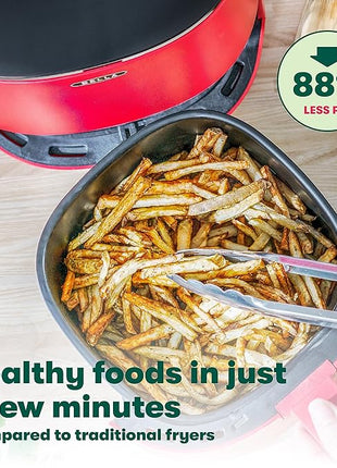BELLA 3 Qt Touchscreen Air Fryer Oven and 5-in-1 Multicooker with Removable Nonstick Dishwasher Safe Crisping Tray and Basket, 1400 Watt Heating System, Matte Red