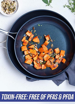 Blue Diamond Cookware Hard Anodized Ceramic Nonstick, 10" and 12" Frying Pan Skillet Set, PFAS-Free, Dishwasher Safe, Oven Safe, Grey