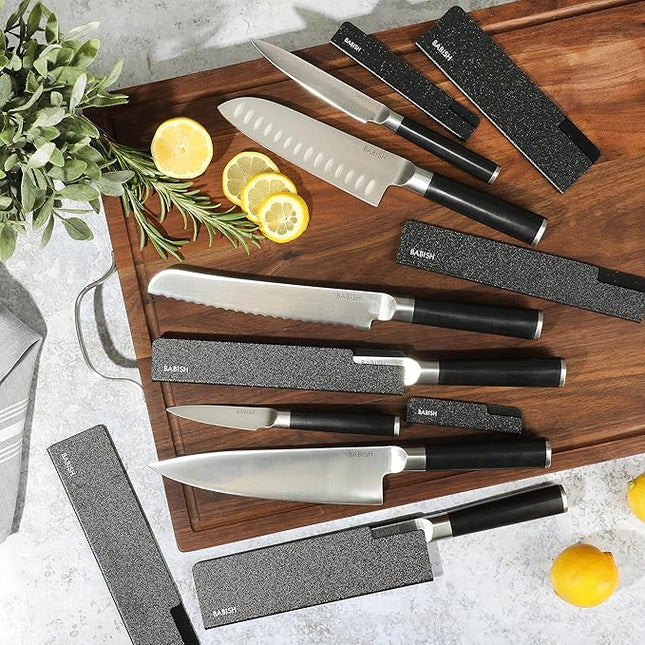Babish 14-Piece Full Tang Forged Kitchen Knife Set – High-Carbon 1.4116 German Steel Cutlery with Protective Sheaths – Professional Chef Knife Set