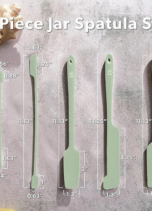 DI ORO Silicone Jar Spatulas for Scraping - Rubber Spatulas Silicone Heat Resistant - Kitchen Spatulas Nonstick Cookware Safe - Silicone Utensil Set for Blenders, Mixing, Baking, & Makeup (5pc, Sage)