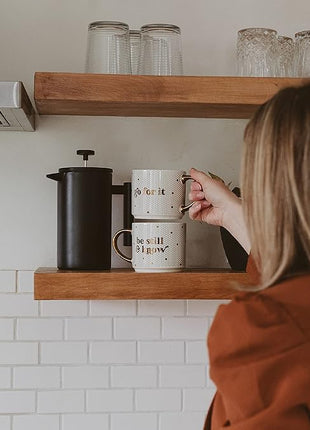 Sweet Water Decor Go For It Tile Coffee Mugs | Novelty Coffee Mugs | 17oz Gold Handle Coffee Cup | Cute Coffee Mug | Motivational Gifts