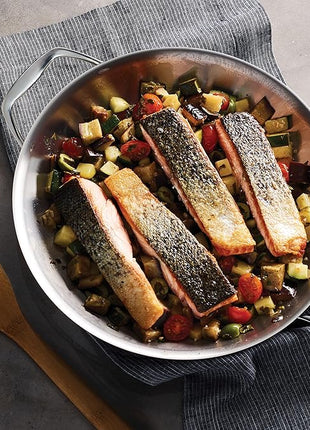 Tramontina Signature Tri-Ply Clad Stainless Steel 12-Inch Large Frying Pan with Helper Handle, Induction-Ready Skillet, Dishwasher-Safe, NSF-Certified, Made in Brazil