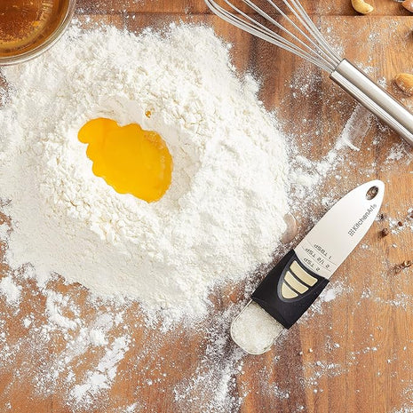 KitchenArt Professional Series Tablespoon, Champagne Satin Measuring Spoon, Adjustable from 1/2 Teaspoon to 1 Tablespoon, White & Black